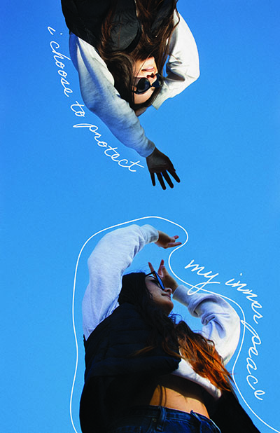 an image mirrored of my friend with text that reads i choose to protect my peace