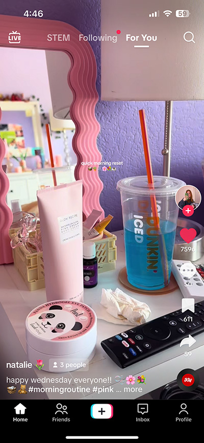 A Tiktok about resetting and cleaning up your room.